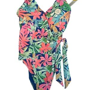 Members Mark Tropical Floral Onepiece Swimsuit Medium Beachy Pool Travel